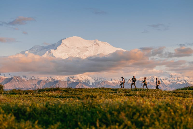 Denali National Park at sunset on Alaska National Parks tour